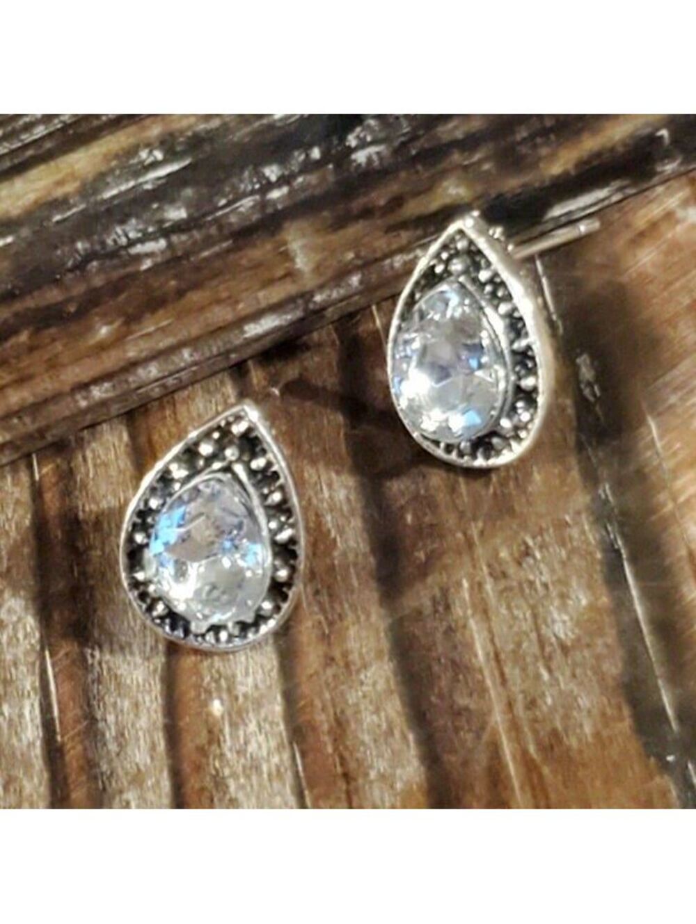 Teardrop Crystal Earrings Silver Clear
